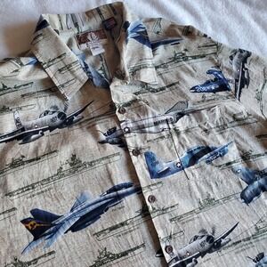 Kalaheo Hawaiian Shirt 2XL USA Made WW2 Navy Marines Air Force Military Cotton